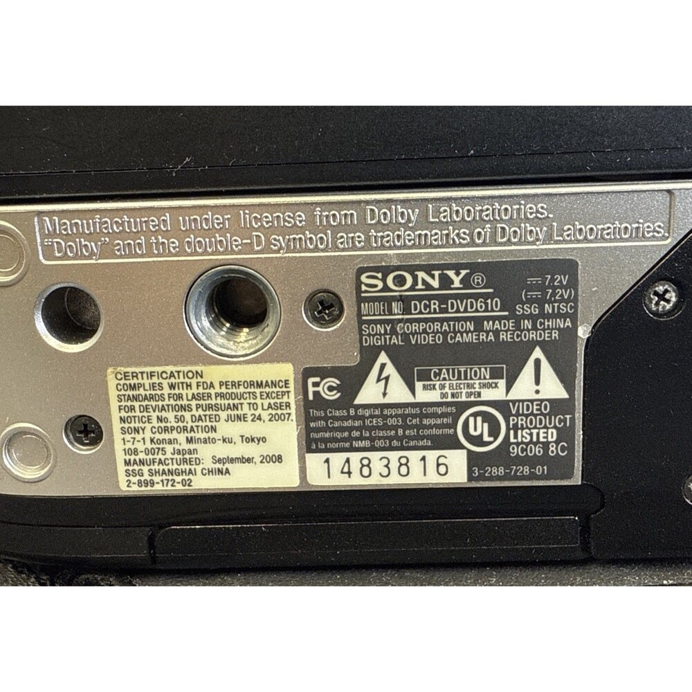 Sony HandyCam DCR-DVD610 Mini DVD Hybrid Camcorder-untested, No Charger, Battery - Picture 12 of 15